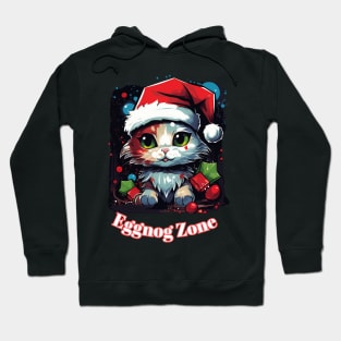 Eggnog Zone - Christmas Cat - Cute Graphic Quote Hoodie